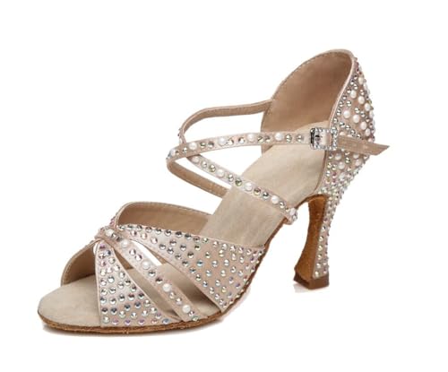Sandales de salsa et danse latine en maille pailletée beige pour briller lors de vos mariages