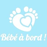 Ambiance Sticker Car Sticker with Baby on Board - White - Height 13 x Length 17 cm