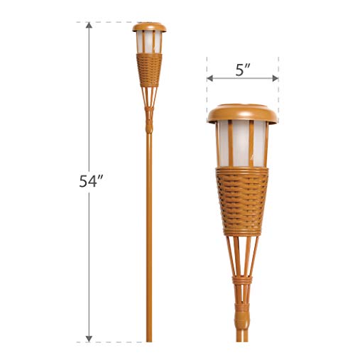 Newhouse Lighting FLTORCH8 LED Island Torch Solar-Powered Flickering Dancing Flame Effect, Waterproof Outdoor Landscape Lighting, Bamboo Finish, 8-Pack - Thumbnail 3