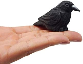 Native Wooden Creations Raven Black Bird Crow Figurine Statue Sculpture Art Miniature Wood Carving Decor Small Animal