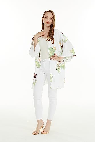 Image of Women's Hawaiian Open Front Kimono Top Signature Prints | Open Front Design; Lightweight Rayon; Signature Tropical Prints; Relaxed Fit; Resort Vacation Style
