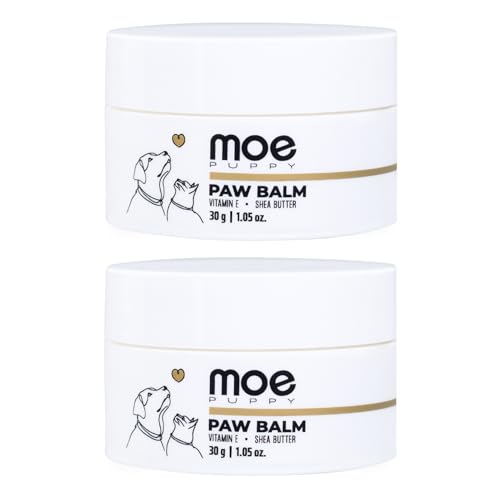 Moe Puppy Natural Paw Balm for Dogs & Cats | Lick Safe Paw Balm for Cracked & Dry Paws and Nose | Heals, Repairs & Moisturizes Paws, Elbows & Dry Itchy Nose (30 g) (Pack of 2)