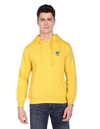 Image of U.S. POLO ASSN. Men Cotton Blend Logo Solid Hooded Sweatshirt