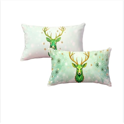 Housse coussin 40x80cm Noël vert lot de 2 velours double face