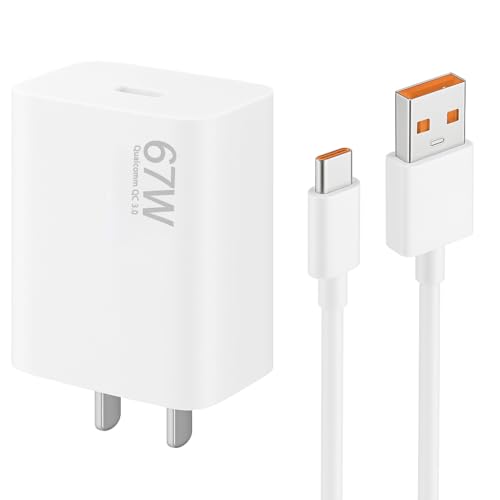 Image of QC 3.0 67W Fast Charger With Cable | Super Speed Charging Combo Pack Compatible With Redmi, Xiaomi, Poco, iQOO, Samsung, Motorola & More