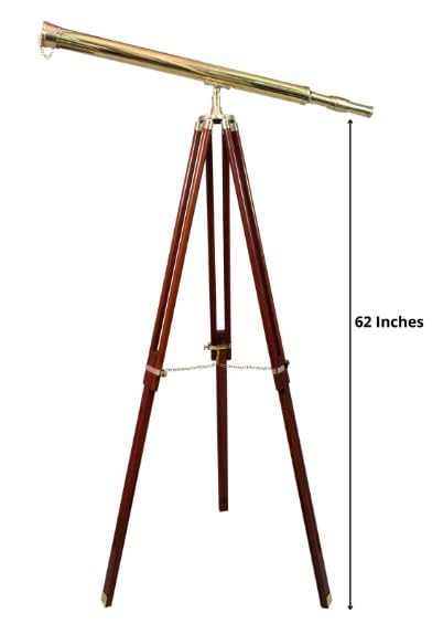 Telescopio náutico vintage de latón con trípode ajustable | Telescopio hecho a mano de la Royal Navy | Telescopio de pie de piso mejor para regalo