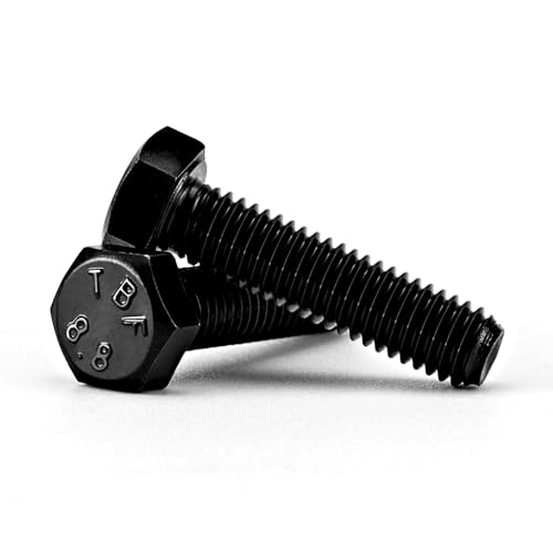 Image of M6-1.0 x 20mm Heavy Duty Hexagon Bolts Hex Head Screws, 8.8 Grade Alloy Steel, Black Oxide Finish, Metric Machine Fully Threaded, 25PCS