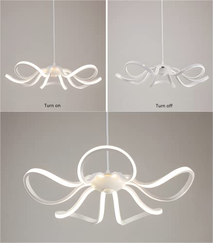Chandelier LED dimmable blanc avec télécommande pour salon moderne