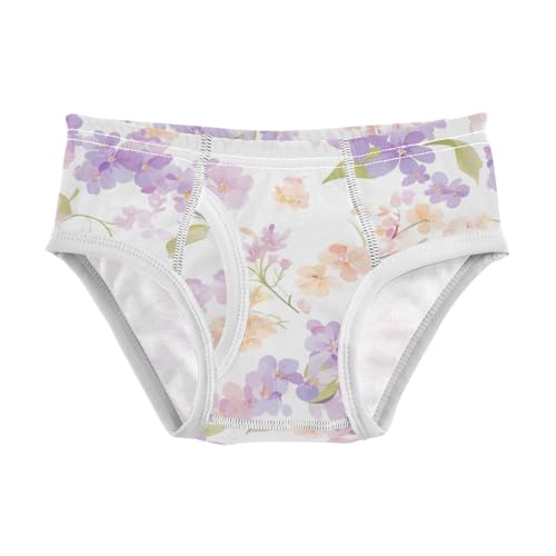 KLL Lilac and Pink Flowers Toddler Boy Comfort Briefs Underwear Breathable Children Undies - Main Image