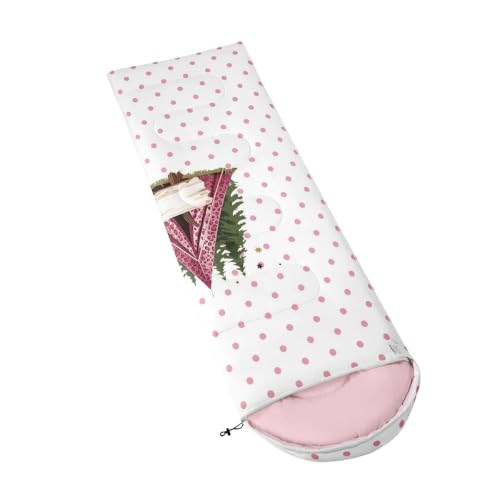 Bolsa de dormir para camping Erosebridal en color rosa y blanco, tamaño Tw, capacidad individual, forma rectangular, material poliéster miniatura 3