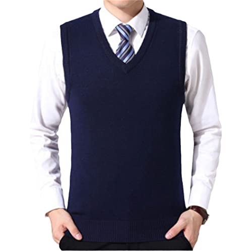 Chaleco de punto de hombre casual slim fit azul XL para otoño e invierno
