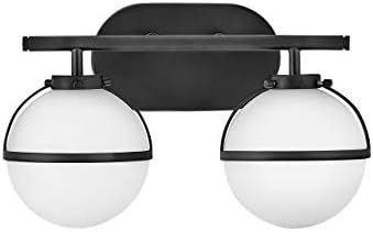 Hinkley Hollis 15" Two Light G9 LED 10W Bathroom Vanity Fixture with Etched Opal Glass, Black