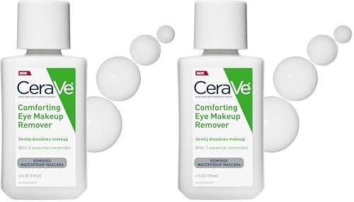 Image of CeraVe Eye Makeup Remover with Hyaluronic Acid and Ceramides,Waterproof,Non-Comedogenic,Fragrance Free,Non-Greasy & Ophthalmologist Tested,4 Ounces,(Pack of 2)