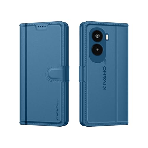 Image of KIVANO LUXE Compatible with Poco M7 Plus 5G Artisanal Leather Wallet Case with Card Holder for Men Women, Magnetic Flip Folio Cover with Stand RFID Blocking Cell