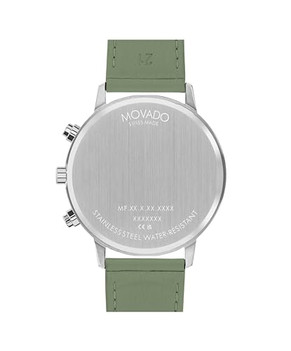 Movado Face Men's Watch - Swiss Quartz Chronograph Movement, Leather Strap - 3 ATM Water Resistance - Luxury Fashion Timepiece for Him - 43mm3