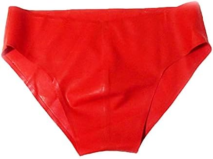 MONNIK Red Fashion Latex Men Underpants Handmade Briefs Rubber Tight Panties Shorts Underwear for Latex Party Club Wear