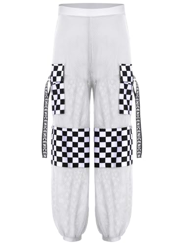 Kids Girls Mesh Jogger Pants Elastic Waist Sweatpants with Pockets Breathable Active Wear