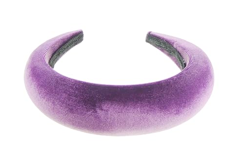 Girls Womens Occasion Wedding Christmas Bridal Evening Wide Thick Puffy Matador High Bump Padded Velvet Hairband Hair Accessories Headband Alice Band (Purple)
