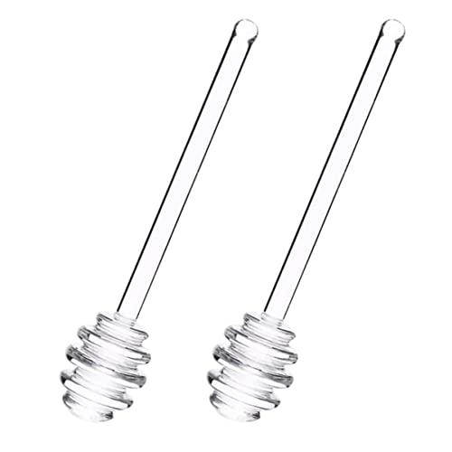 2pcs Honey Stirrer Maple Syrup Dispenser Syrup Stick Server Syrup Spoon Stick Honey Drizzle Stick Honey Wand Metal Honey Dipper Stick Jam Dipper Glass Household Honey Syrup