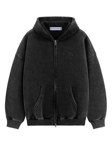 Aelfric Eden Zip Up Hoodie Acid Wash hooded Sweatshirts Oversized Vintage Cotton Fleece Jackets Heavyweight Unisex