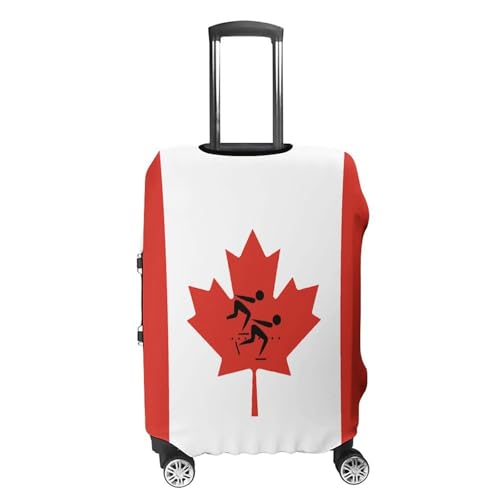 Canada Canadian Flag Speed Skating Skater Luggage Covers Washable Travel Suitcase Cover Elastic Baggage Protector4