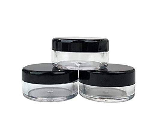 3 Gram 3 ML Jar BPA Free Cosmetic Sample Empty Plastic Container Round Pot with Black Screw Cap Lid Small Tiny 3g Bottle for Make Up Eye Shadow Nails Powder Paint Jewelry (12PCS)2