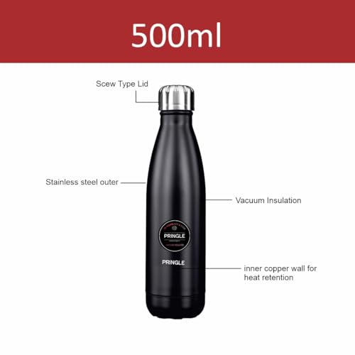 Image of Pringle Combo: Stainless Steel Electric Kettle (1.8 Litres, Silver) & Flipper Hydrosteel Flask (500 ml, Silver) (NEO+Laggon500MlBLK)