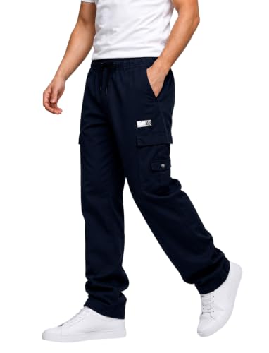 Image of DEELMO Cargo Pant for Men | Cotton Cargo's Pant | Men's Cotton Cargo Trousers | Elastic Drawstring Waist Straight Fit | Comfortable Breathable Cargos for Casual to (Available in Pluse Size)