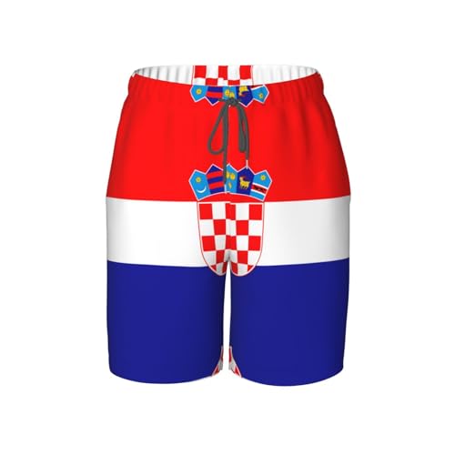 Republic of Croatia Flag X-Large Youth Beach Pants, Soft and Breathable, with Drawstring Waist, Suitable for Sports and Leisure. Black