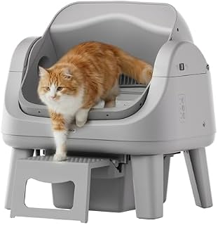 PetPivot open-top self-cleaning litter box dark grey