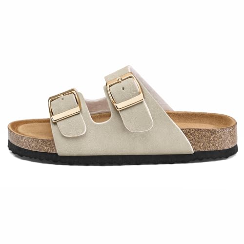 Image of K KomForme Kids Sandals Boys Girls Slide Cork Footbed Slipper with Adjustable Straps for Little Kid /Big Kid