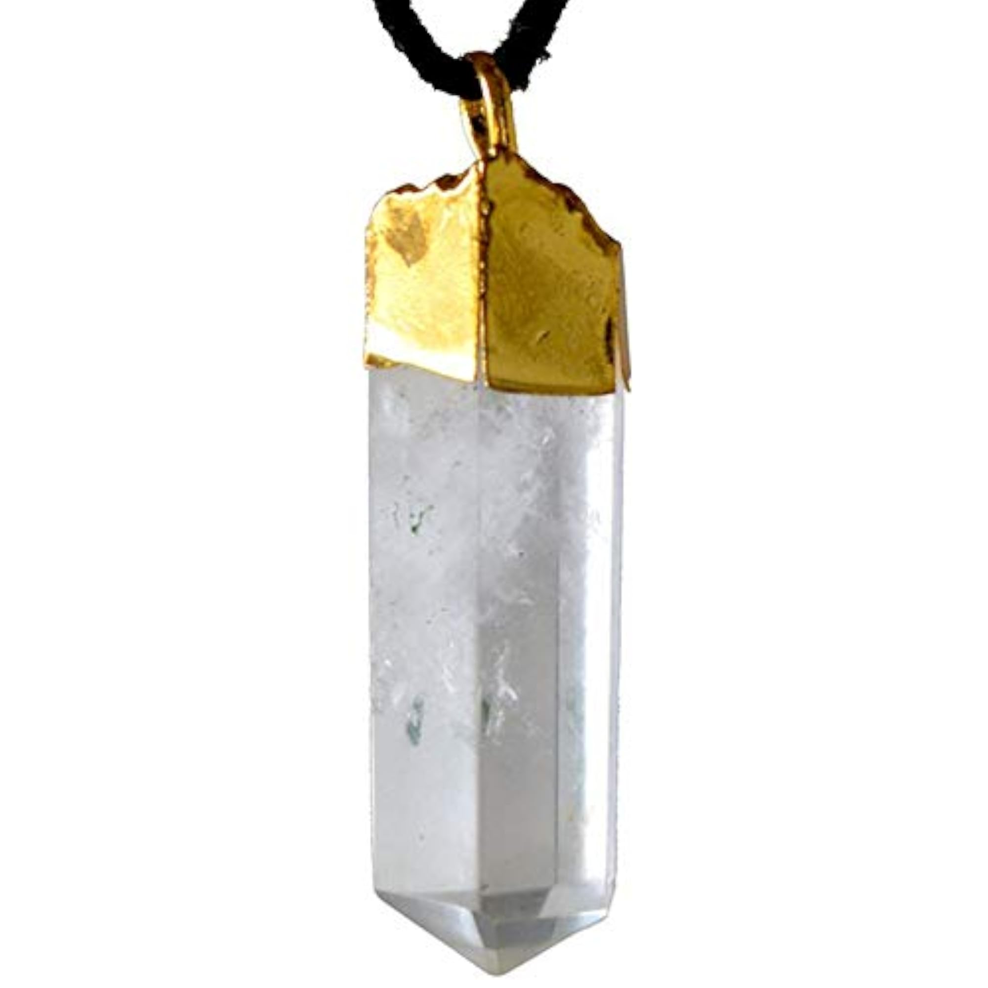 Crystal Quartz Gold Capped Pendant, Natural Gemstone