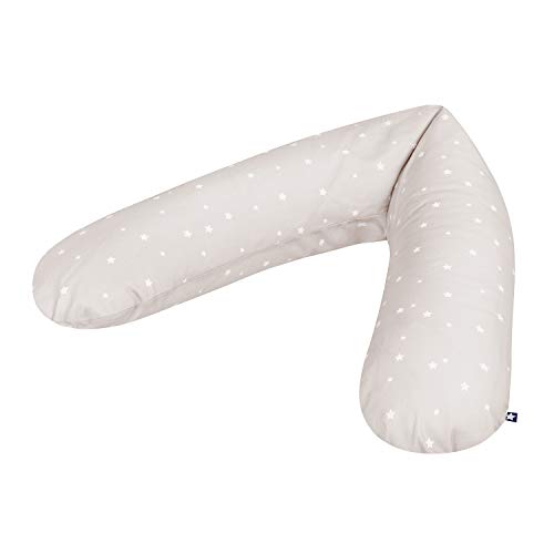 Julius Zöllner Stillkissen, Schwangerschaftskissen, Lagerungskissen,Baumwolle, besonders angenehme und anschmiegsame Flockenfüllung, ca. 180 cm, Star beige