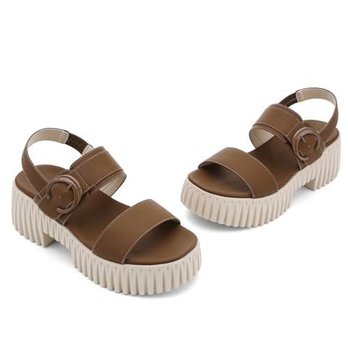Image of UBFEN Womens Platform Sandals Chunky Wedge Heel Comfortable Arch Support | Lightweight Block Heel, Adjustable Straps, Soft Cushioned Footbed for Dressy, Casual, and Summer Wear