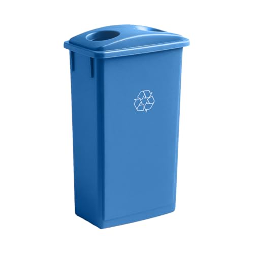 Image of 23 Gallon Slim Rectangular Garbage Can - with Bottle /Can Lid - Blue