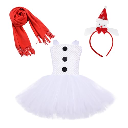 Vestido DePrincesas Trajes Navideño De Cosplay S M L XL Vestido De Muñeco De Nieve Navideño Disfraces Disfraz De Transpirable Y Ligero para TemaNavideño con Bufanda Y Diadema