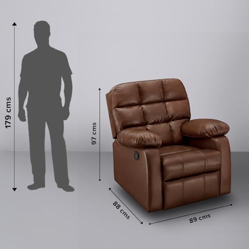 Image of Sleepyhead RX5 Designed by Duroflex - Single Seater Leatherette Manual Recliner with Durable Spring Support | Stylish Upholstery | Snug Fit for Luxurious Comfort (Glossy Sandy Swag)