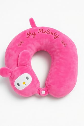 Image of Soft and Comfortable Cartoon Designed U-Shaped Kids Travel Neck Pillow for Airplane Car Flight Head Neck Support for Boys and Girls (Pack of 1, Pink)