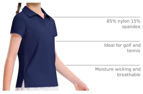 Image of KEREDA Girls Polo Shirts Golf Tennis School Uniform T Shirts Quick Dry Tops