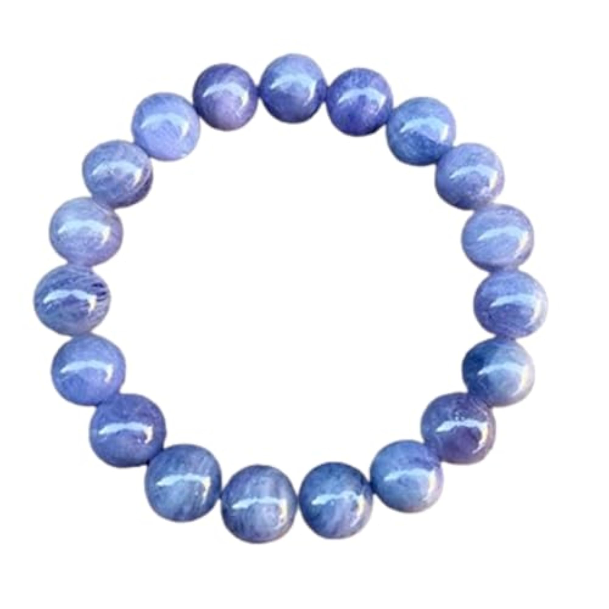 Natural Tanzanite 10mm Round Beads Stretchable Bracelet, Unisex