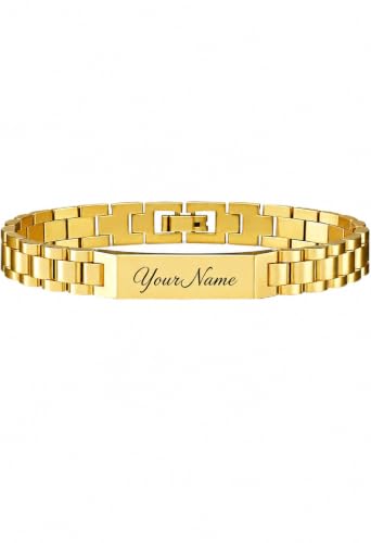Image of Personalized Name Bracelet for Men & Women | Custom Name Engraved Silver Bracelet | Adjustable Size Stainless Steel Wrist Band | Gift for Birthday, Anniversary & Special Occasions