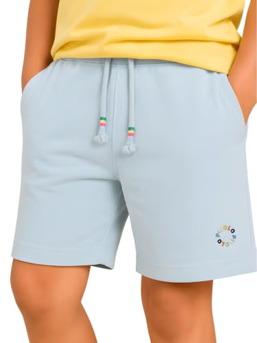 Image of Pilolo Kids Soft Cotton Terry Lycra Adjustable Drawstring Pocket Shorts for Boys