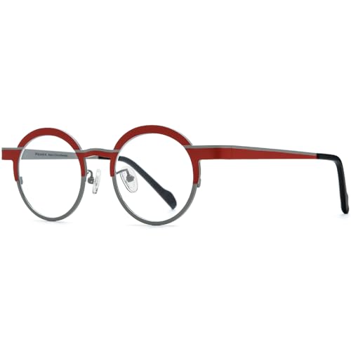 Image of FONEX Colorful Pure Titanium Glasses Frame Women Retro Round Eyeglasses