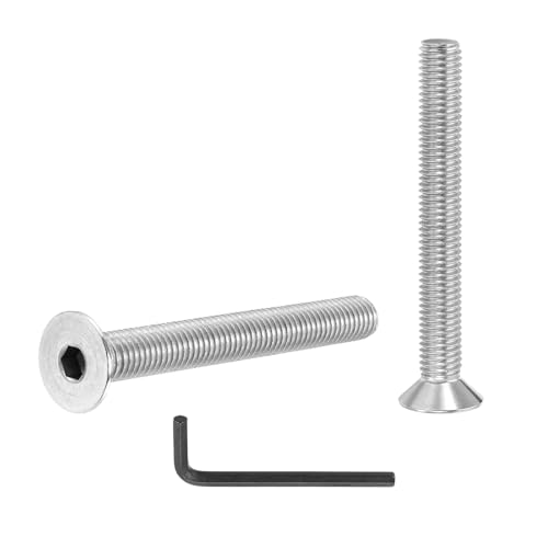 Image of PATIKIL M10 x 100 mm Flat Head Socket Cap Screws, 4 Pcs 304 Stainless Steel Head Screw Bolts Hex Socket Drive Countersunk Bolts for Binding Furniture Table Machinery, Silver