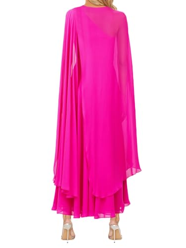 Image of Aisbei Women's Elegant One Shoulder A Line Flowy Maxi Dress Evening Gowns Party Formal Wedding Guest Dresses with Cape