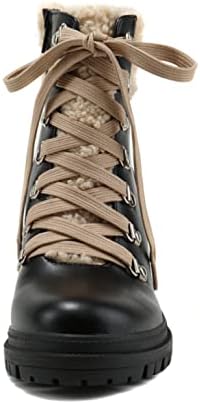 Soda KEYNOTE ~ Women Chunky Lug Sole Faux Fur D-Ring Lace-up Fashion Combat Ankle Boot w/Side Zipper (6, BLACK PU, numeric_6) | Image 2