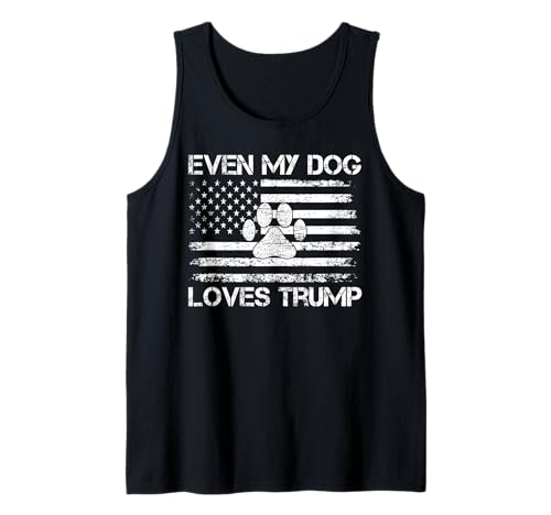 Even My Dog Loves Trump USA Flag Election Trump Support Tank Top