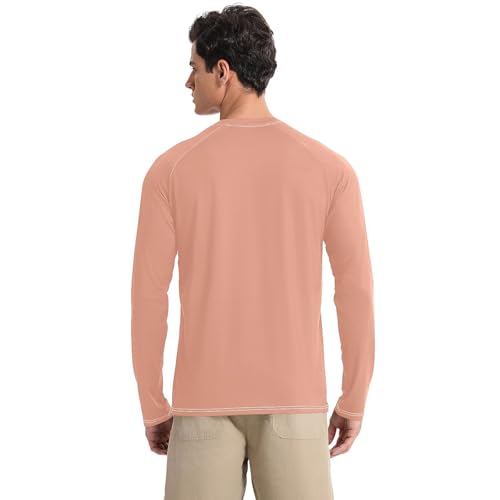 Dark Salmon Orange Men's Rash Guard Shirts Lightweight Elasticity Long Sleeve UV Sun Protection Running2