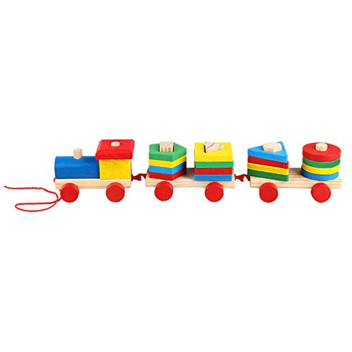TOYANDONA Blocs Train Jouet en Bois Train Jouet Bébé Jouet Éducatif Train...