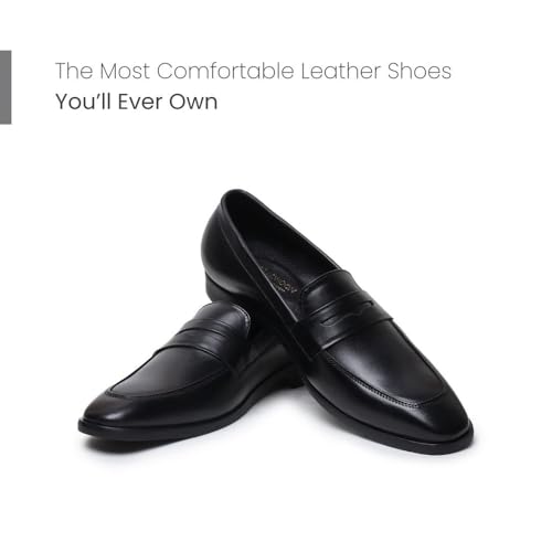 Image of HAYES LONDON Penny Loafers for Men | Genuine Leather Slip-on Shoes | Formal & Casual Comfort Footwear